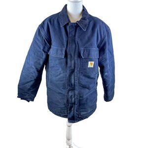 Vintage Carhartt Mens Traditional Duck Artic Quilt Lined Jacket Faded Navy sz M